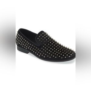 abound — silver spiked slip-on loafers